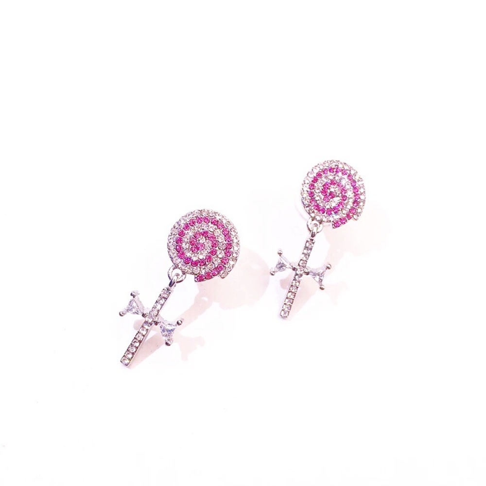 NWT Crystal 925 Silver Lollipop Earrings